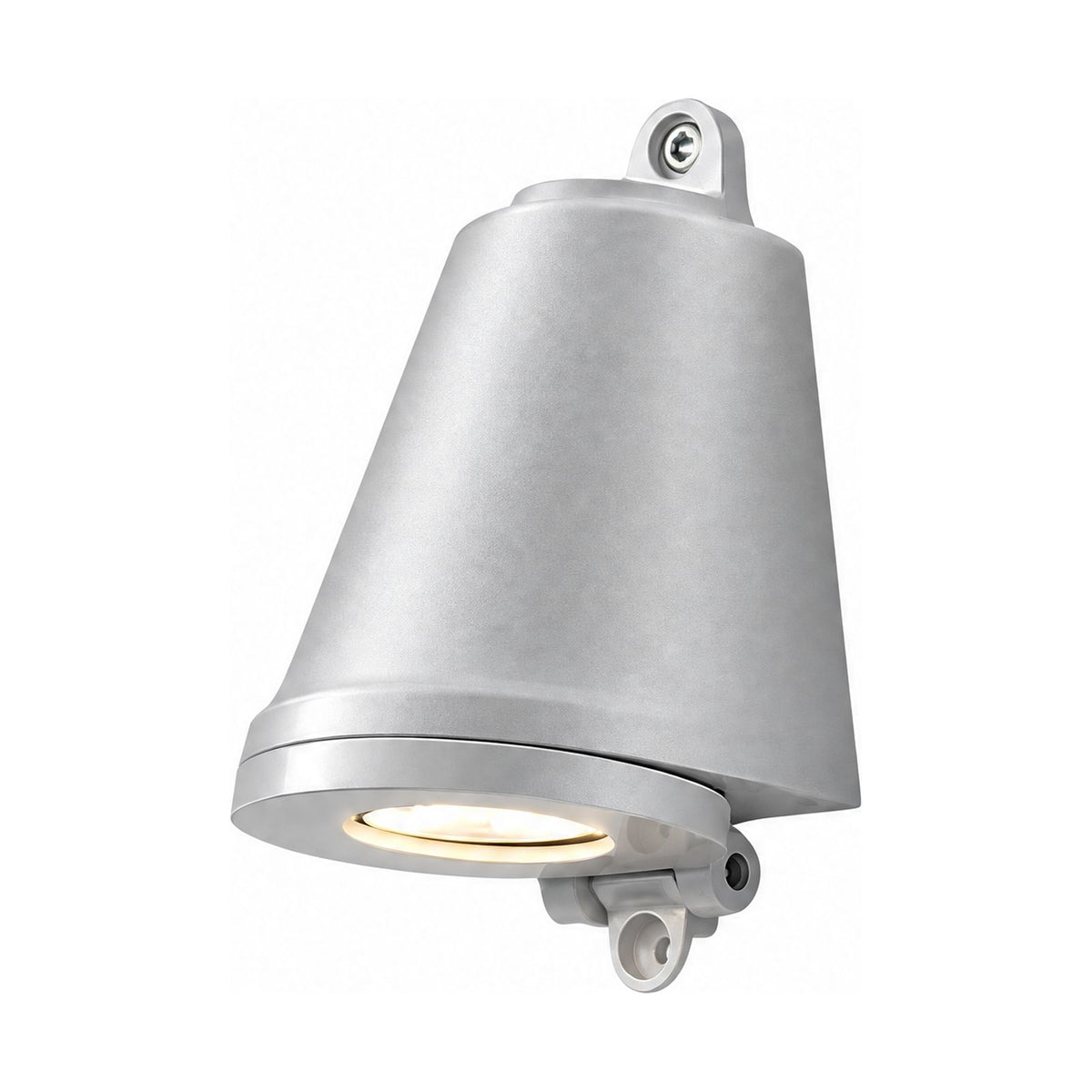 Compact Aluminium LED Outdoor Wall Light in Silver on a white background