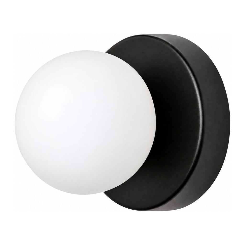 Compact Rounded Glass and Iron Wall Light on a white background