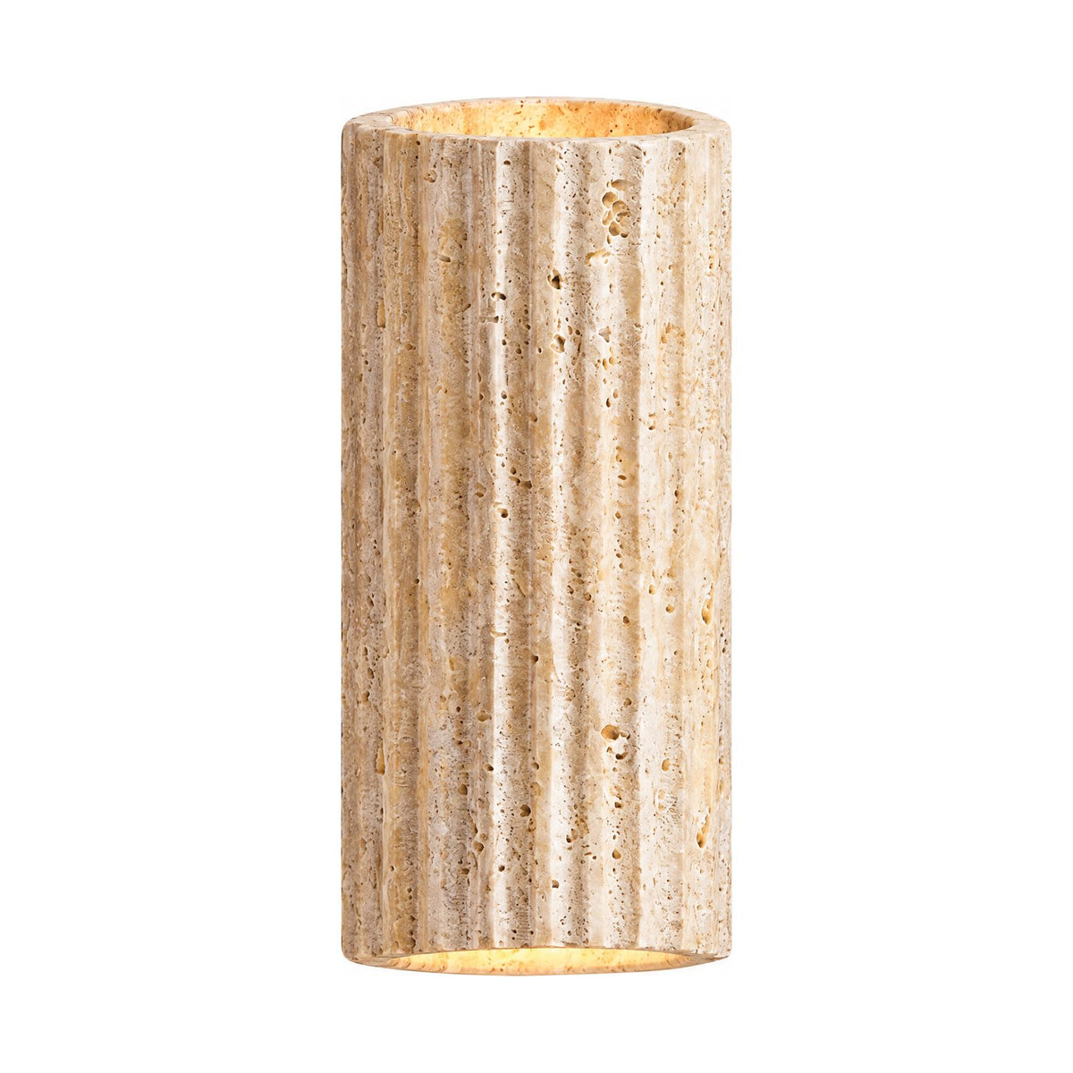 Compact Yellow Travertine Up Down Outdoor Wall Light on a white background