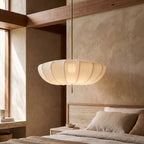 Cream Fabric Wabi Sabi Pendant Light, close view from below