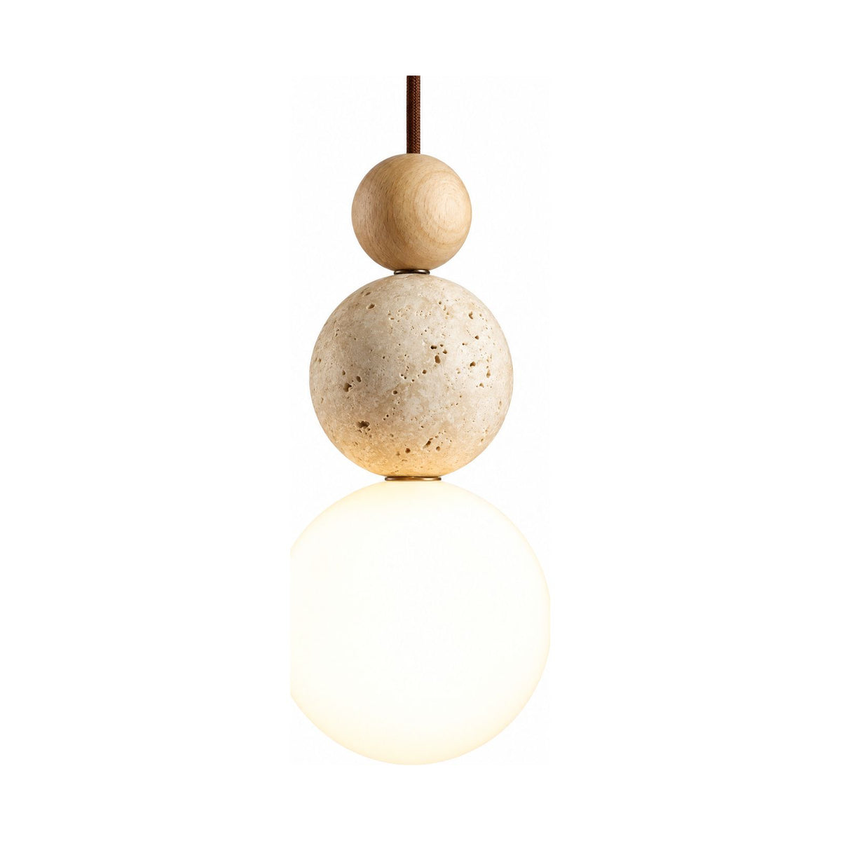 Cream Stone Ball Bedside Pendant Light on a white background