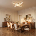 Crossed Linear Bar LED Ceiling Light above a dining table