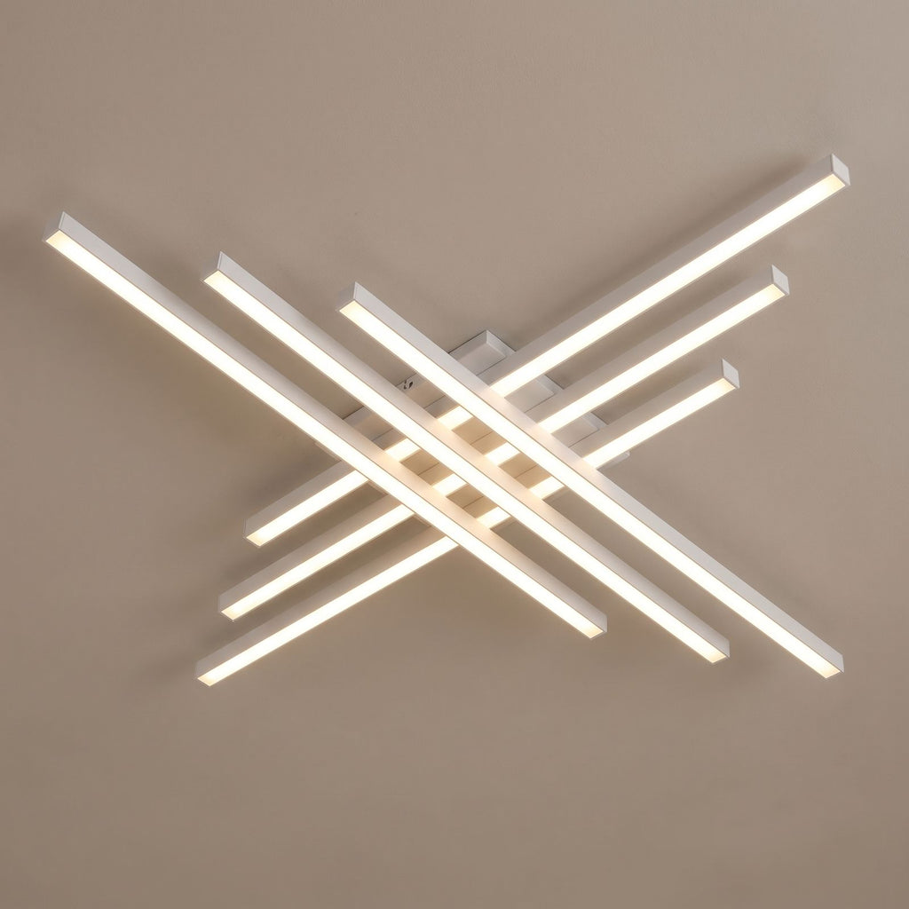 Crossed Linear Bar LED Ceiling Light: close-up of the materials and finish