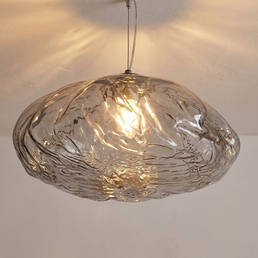 Crumpled Glass Cloud Pendant Light, close view from below