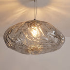 Crumpled Glass Cloud Pendant Light, close view from below