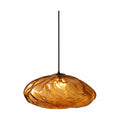 Crumpled Glass Cloud Pendant Light in amber glass on a white background
