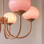 Close-up of the glass globes on curved arms