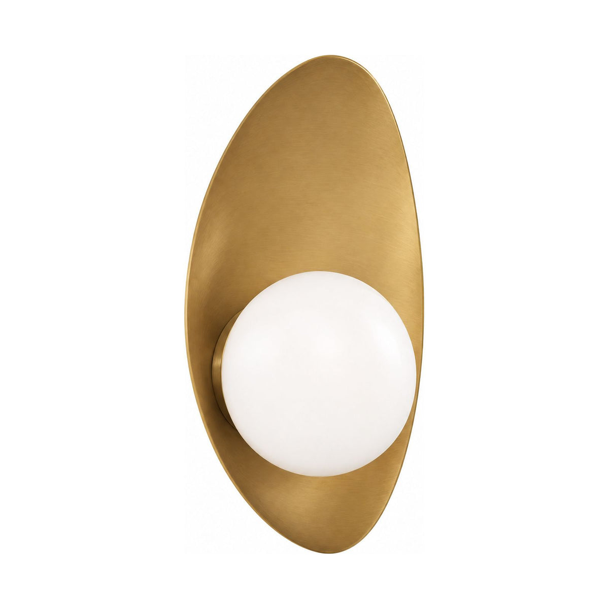 Curved Gold Shield Opal Globe Wall Light on a white background