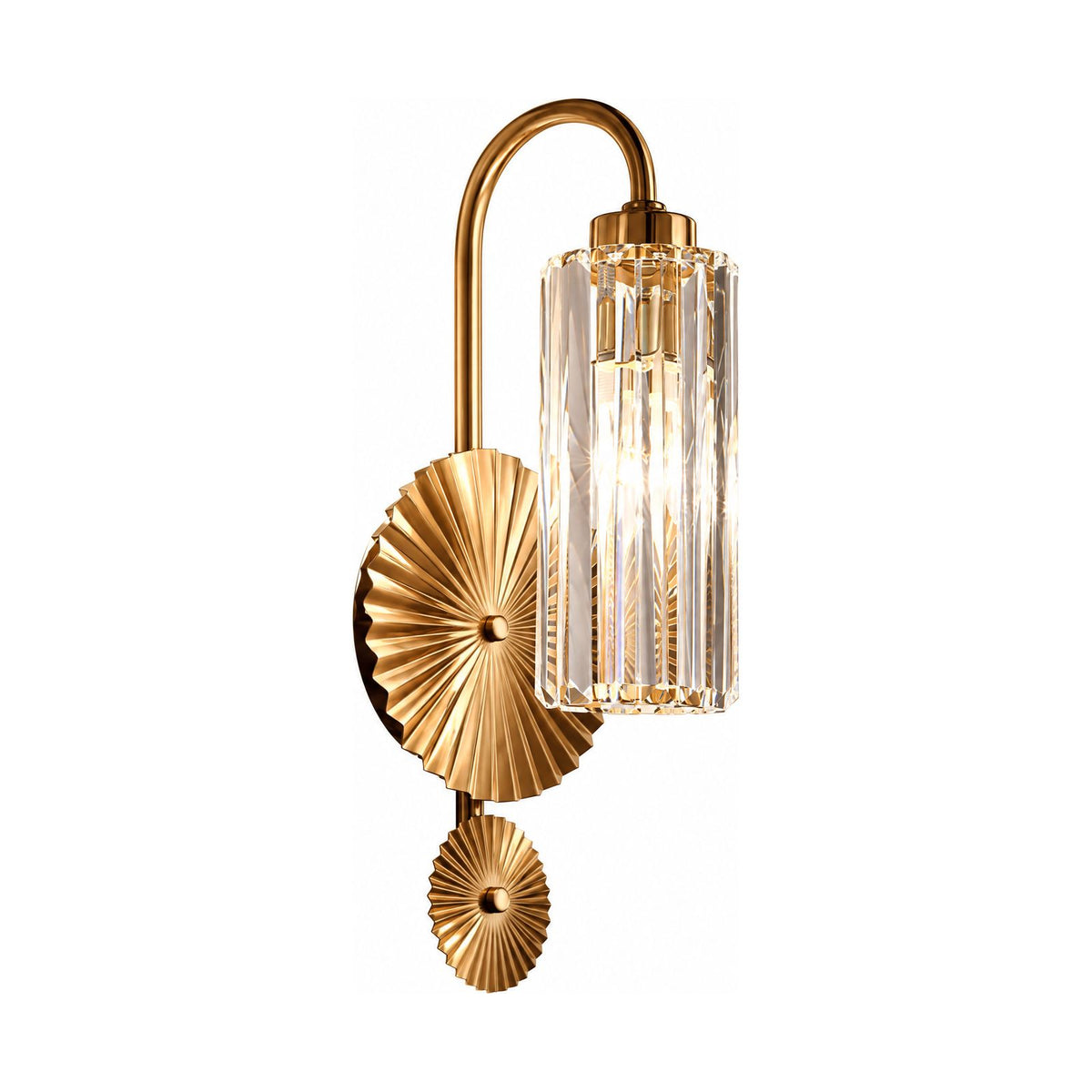 Diagonal Fluted Glass Cylinder Wall Light on a white background