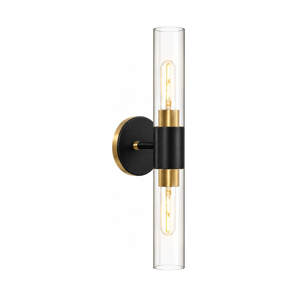 Double Bulb Clear Glass Tube Wall Light on a white background