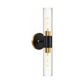 Double Bulb Clear Glass Tube Wall Light on a white background