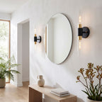Double Bulb Clear Glass Tube Wall Light in a pair on a wall of an Australian home