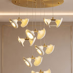 Double Ceramic Trumpet Cluster Chandelier: close-up of the materials and finish