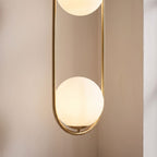 Close-up of the brass hoop and glass globe