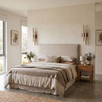 Double Travertine Column Wall Light in a pair on a wall of an Australian home