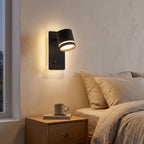Dual Switch Backlit Spotlight Bedside Wall Light beside a bed