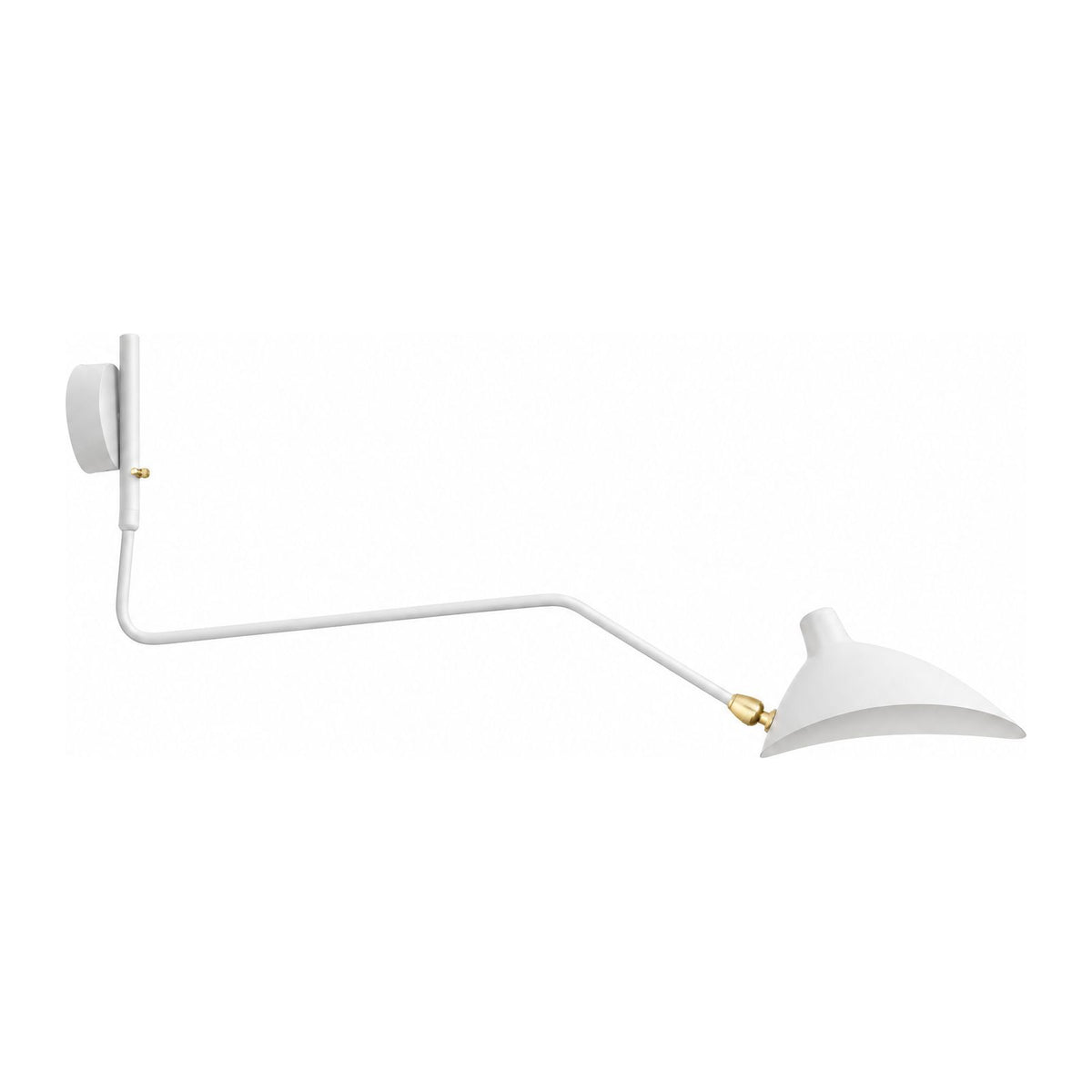 Duckbill Shade Adjustable Arm Wall Light in White on a white background