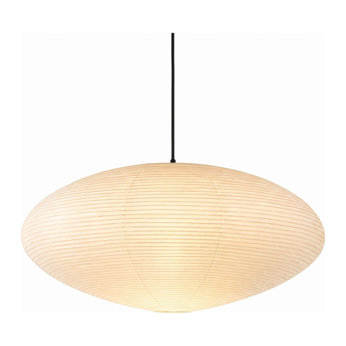 Faceted Mulberry Paper Pendant Light with black cord on a white background