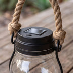 Close-up of the solar panel lid and rope handle