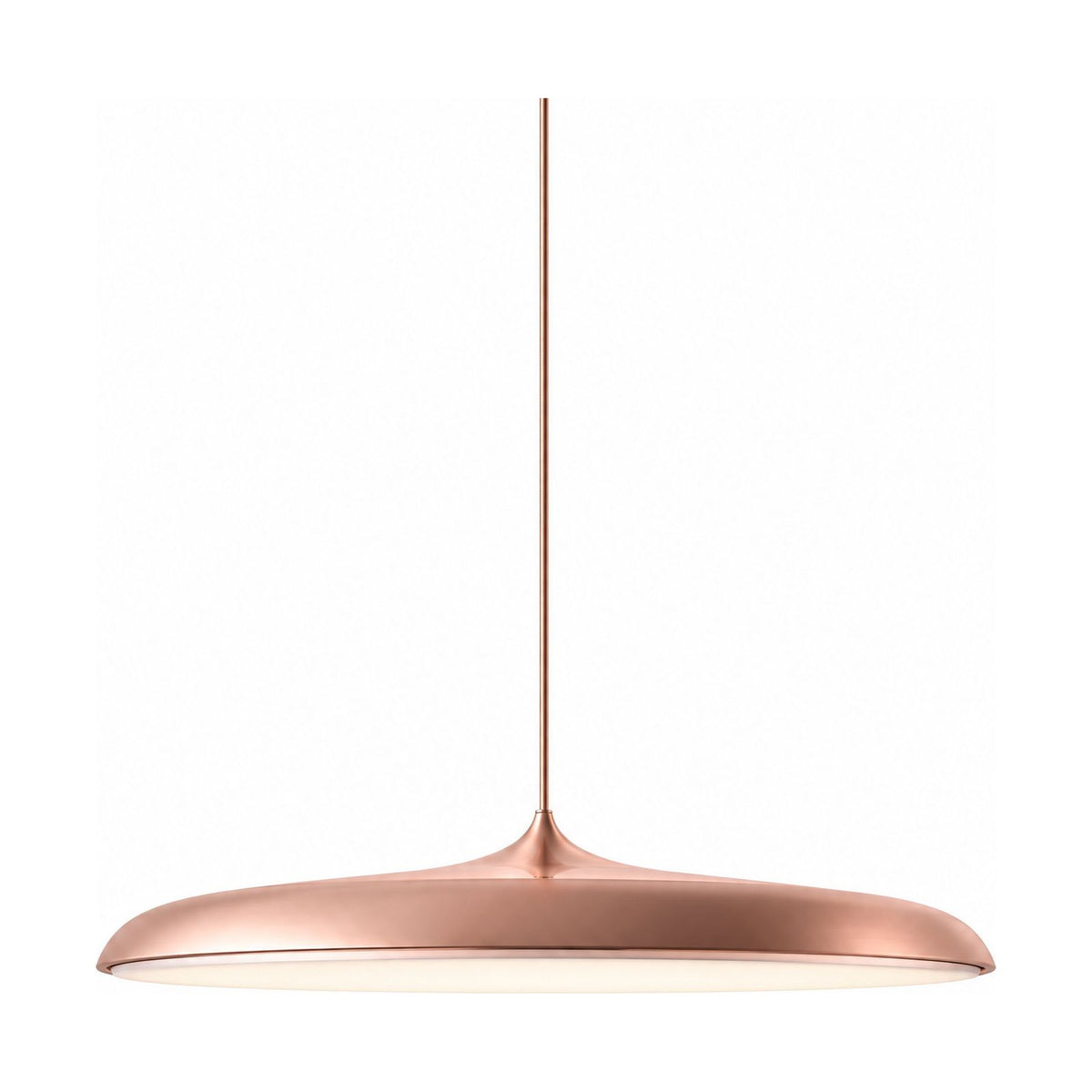 Flying Saucer LED Pendant Light in rose gold on a white background