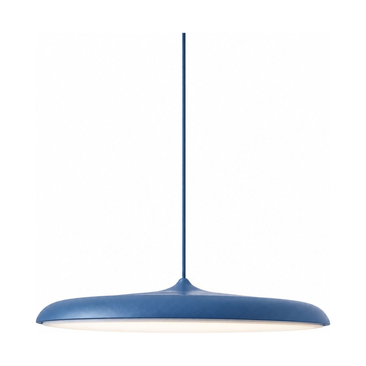 Flying Saucer LED Pendant Light in blue on a white background