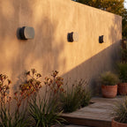 Geometric Glass Up Down Outdoor Wall Light in a pair either side of an entry door