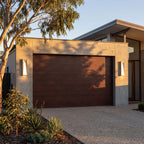 Geometric Layered Metal Outdoor Wall Light in a pair on the facade of an Australian home