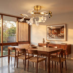 Ginkgo Leaf Branch Semi-Flush Ceiling Light above a dining table