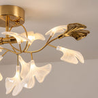 Ginkgo Leaf Branch Semi-Flush Ceiling Light: close-up of the materials and finish