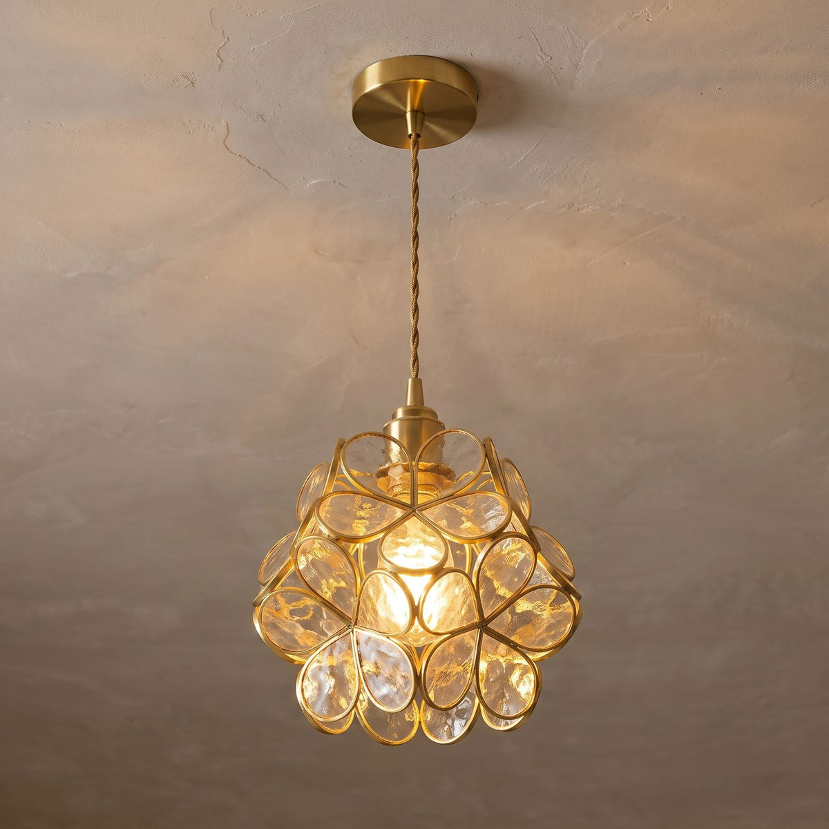 Glass Blossom Cluster Pendant Light, close view from below
