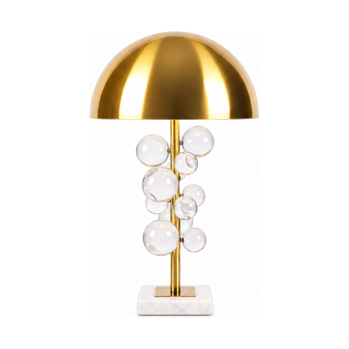 Glass Orb Cluster Marble Table Lamp with clear glass orbs on a white background