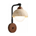 Gooseneck Travertine Dome and Globe Wall Light on a white background