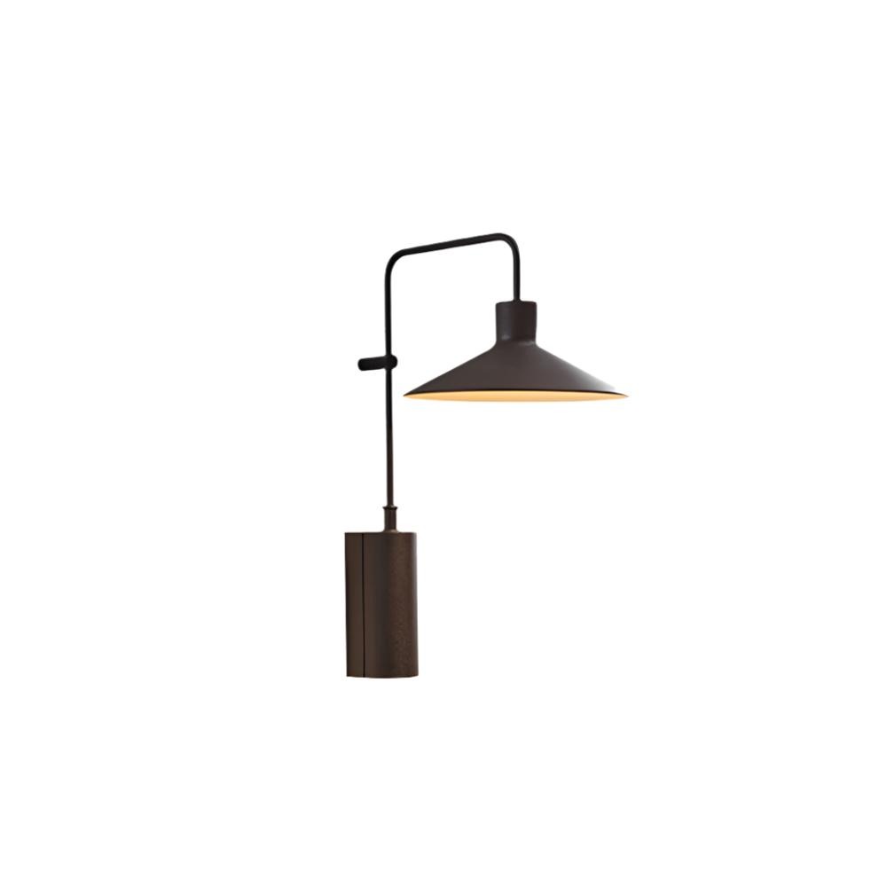 Cone shade outdoor wall light in dark coffee on a white background