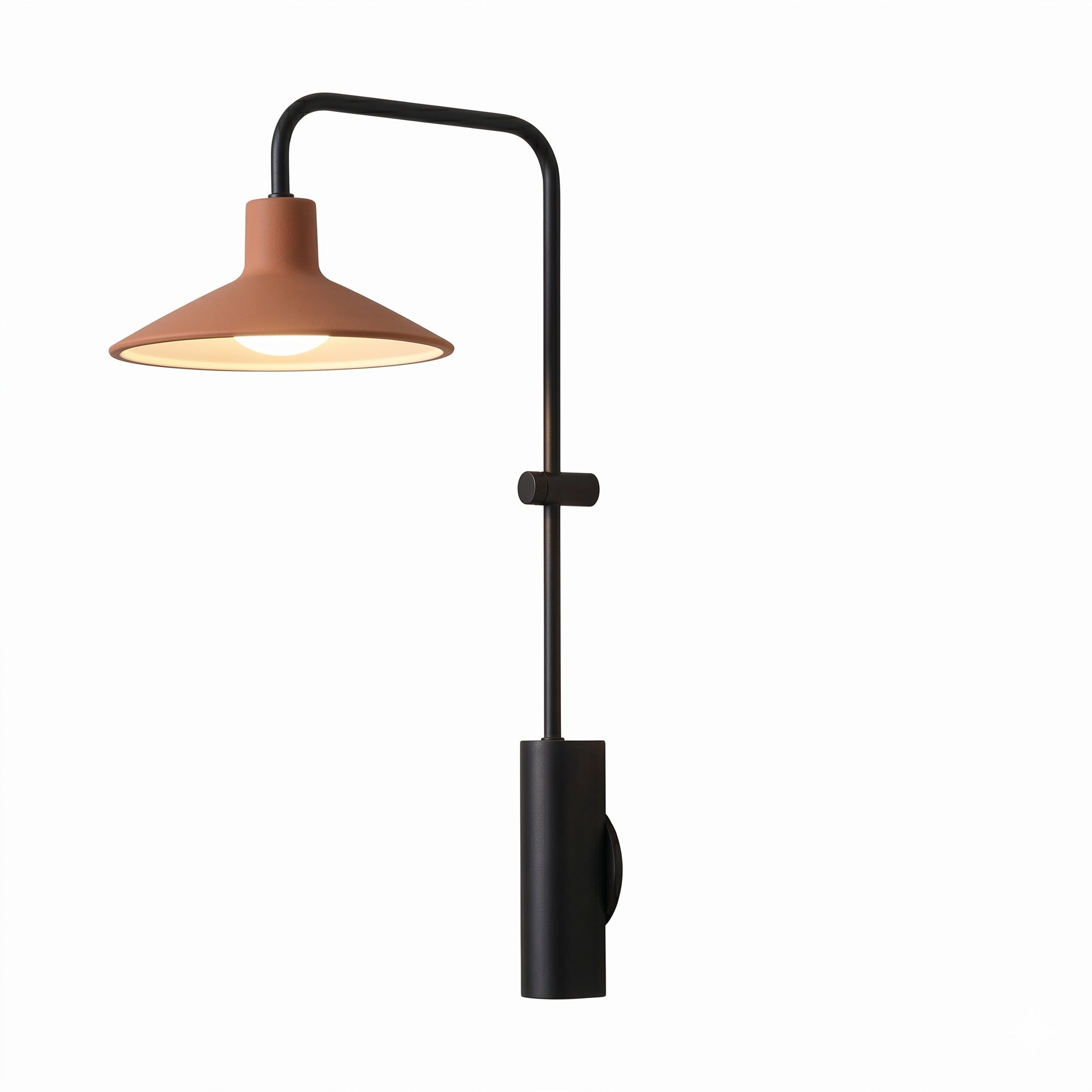 Cone shade outdoor wall light in light coffee on a white background