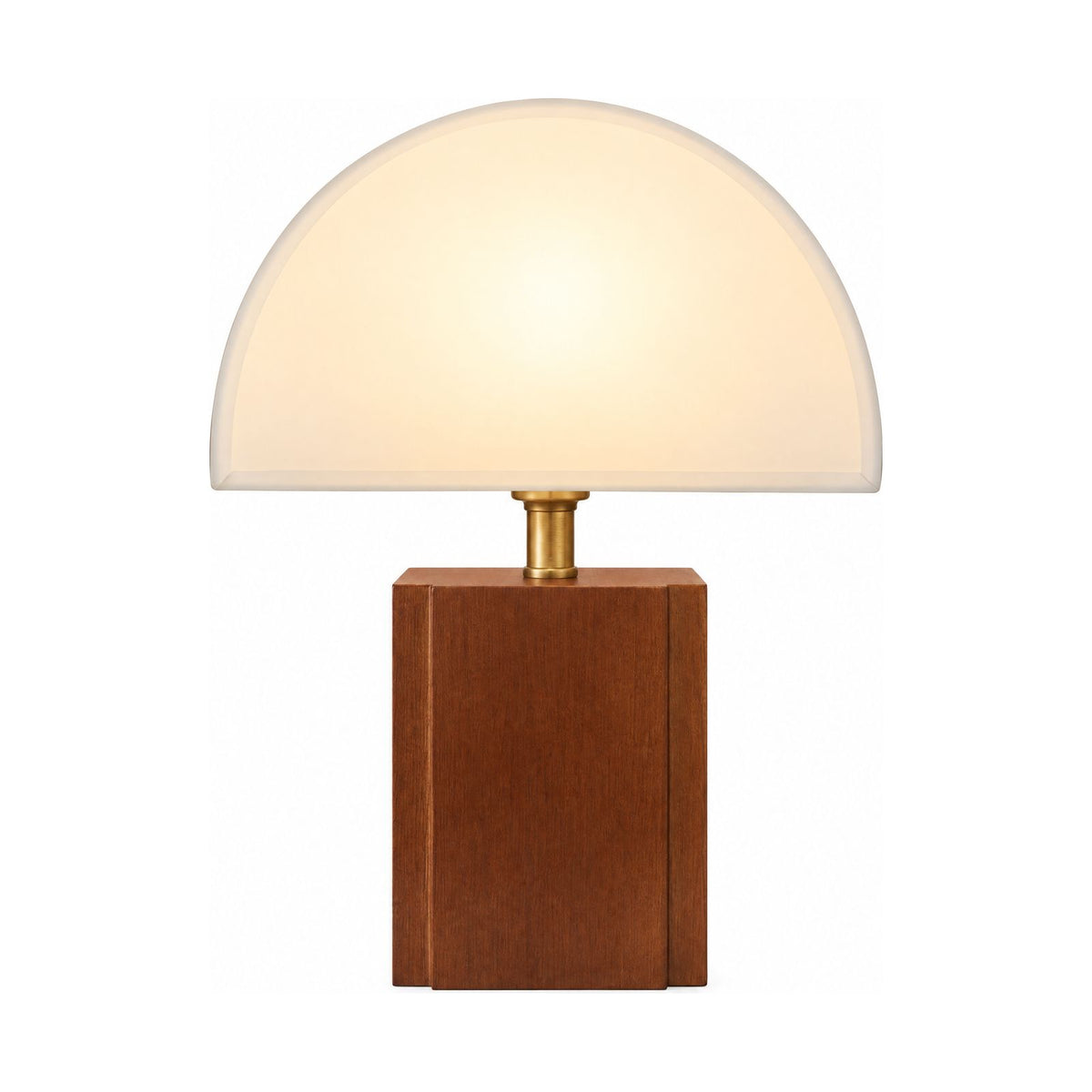 Half Moon Shade Bamboo Base Table Lamp on a white background