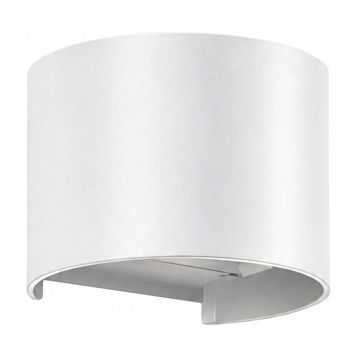 Half Round Up Down Outdoor Wall Light in White on a white background