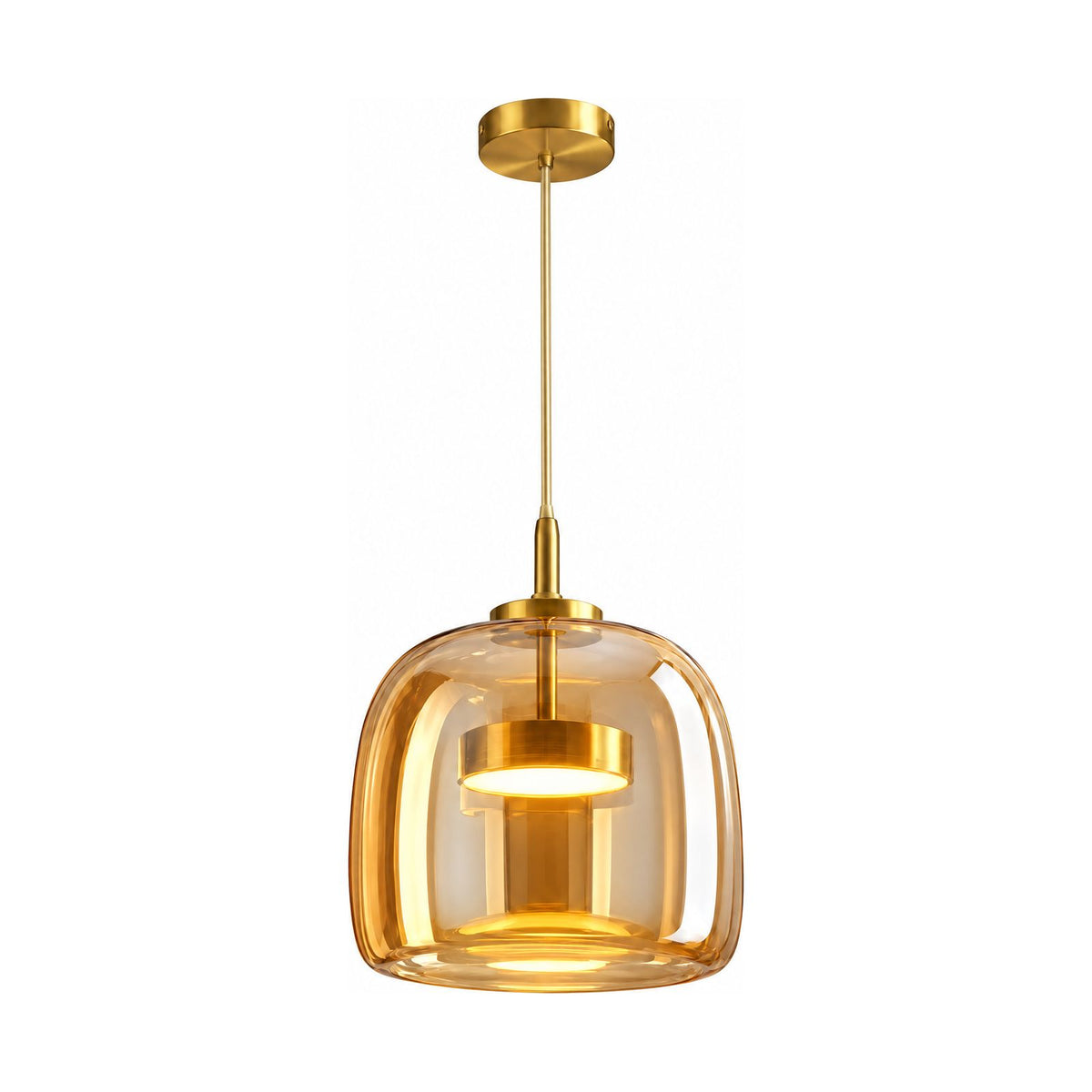 Hand Blown Glass LED Pendant Light on a white background
