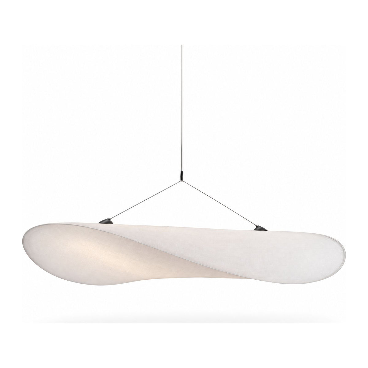 Hand-Knitted Silk Fabric Pendant Light on a white background