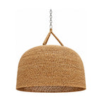 Handwoven Rattan Japandi Pendant Light on a white background