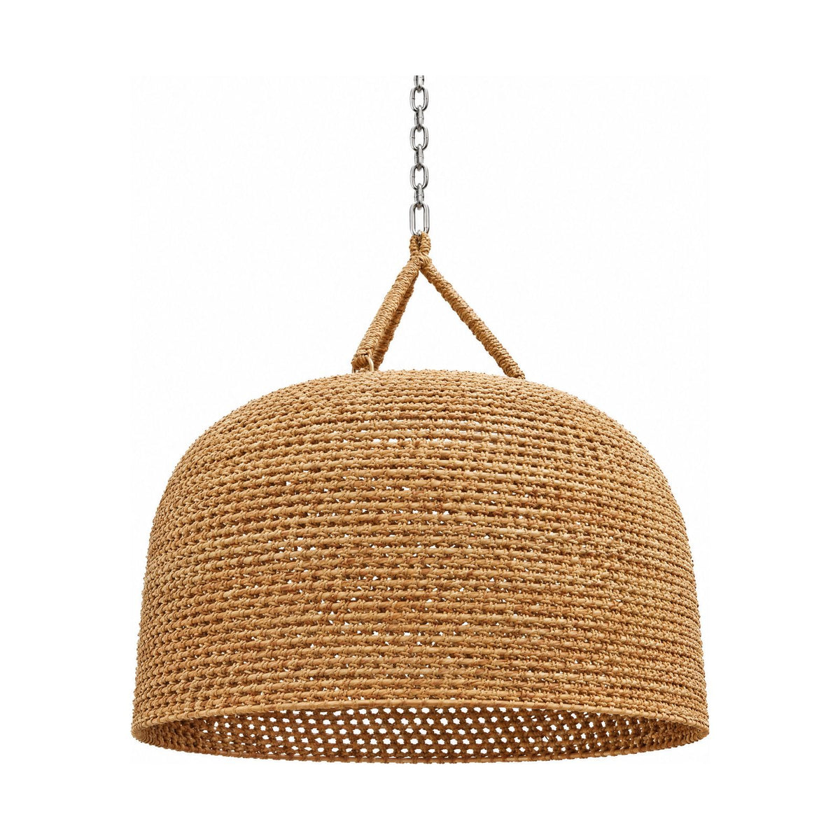 Handwoven Rattan Japandi Pendant Light on a white background