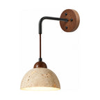 Hanging Travertine Shade LED Wall Light on a white background