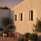 Hollow Rectangle Acrylic Outdoor Wall Light in a pair on the facade of an Australian home
