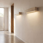Horizontal Yellow Travertine Bar Wall Light in a pair on a wall of an Australian home
