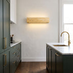 Horizontal Yellow Travertine Bar Wall Light on a kitchen wall