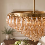 Inverted Dome Faceted Glass Prism Chandelier: close-up of the materials and finish
