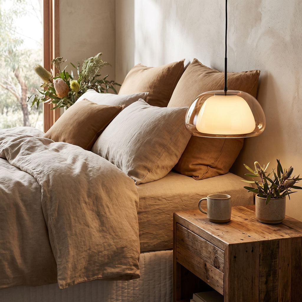Jelly Glass Dome Pendant Light beside a bed as a bedside pendant