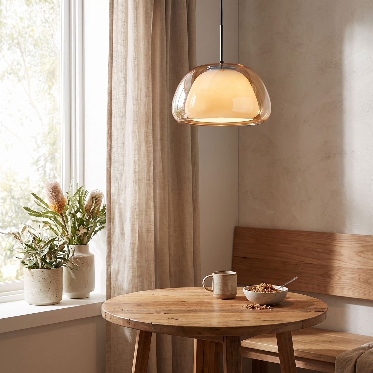 Jelly Glass Dome Pendant Light in a breakfast nook