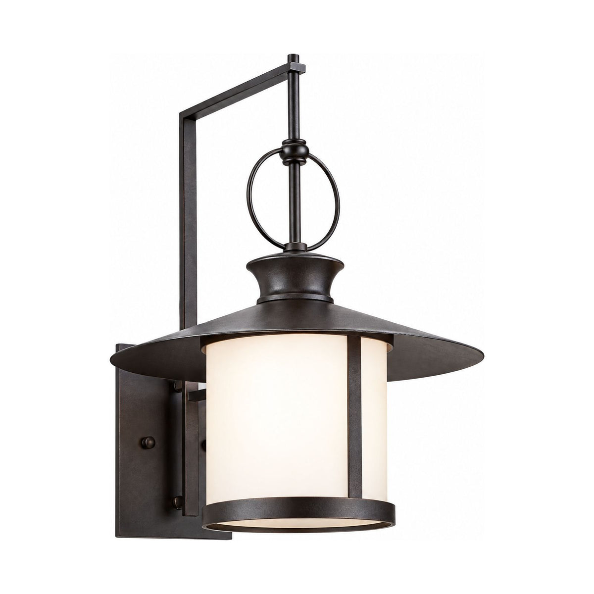 Large Black Iron Lantern Outdoor Wall Light on a white background