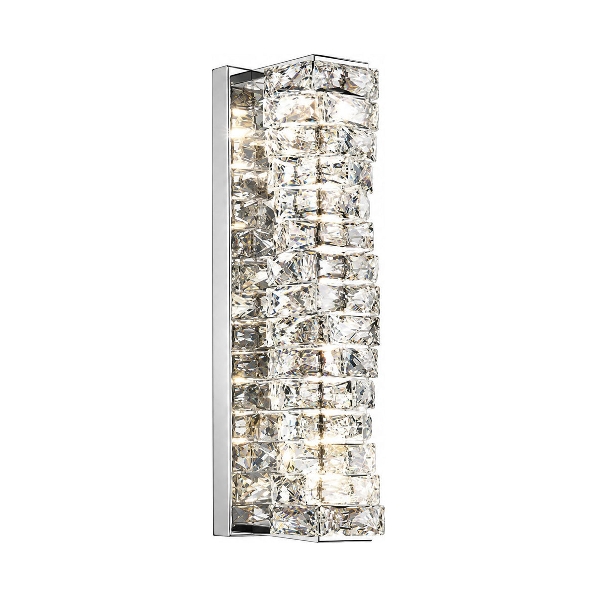 Layered Crystal Ribbon LED Wall Light in Chrome on a white background