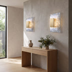 Layered Water Ripple Glass Panel Wall Light in a pair on a wall of an Australian home
